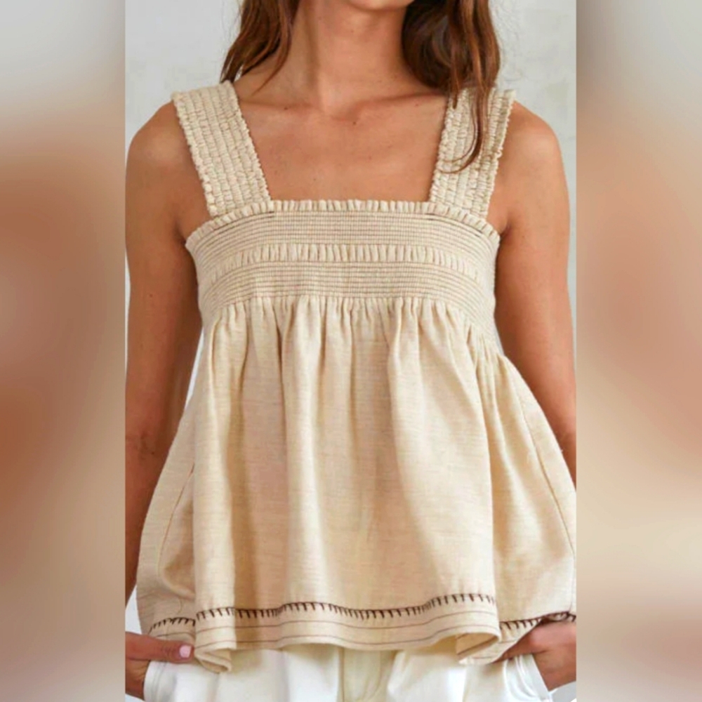 By Together Cream Elsi Babydoll Sleeveless Top